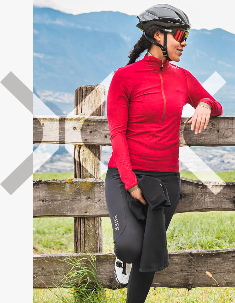 Women's cycling long sleeve jersey red PIANETA